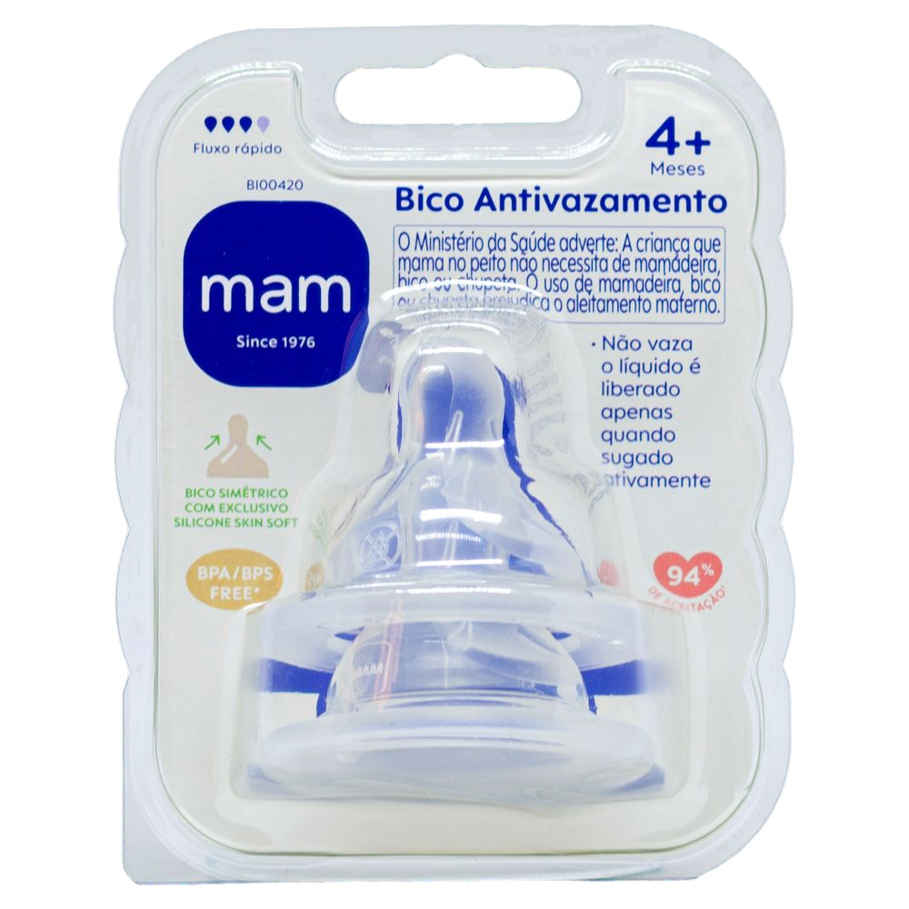 Bico Mamadeira Mam Antivazamento Fluxo Rápido 4m+ Duplo