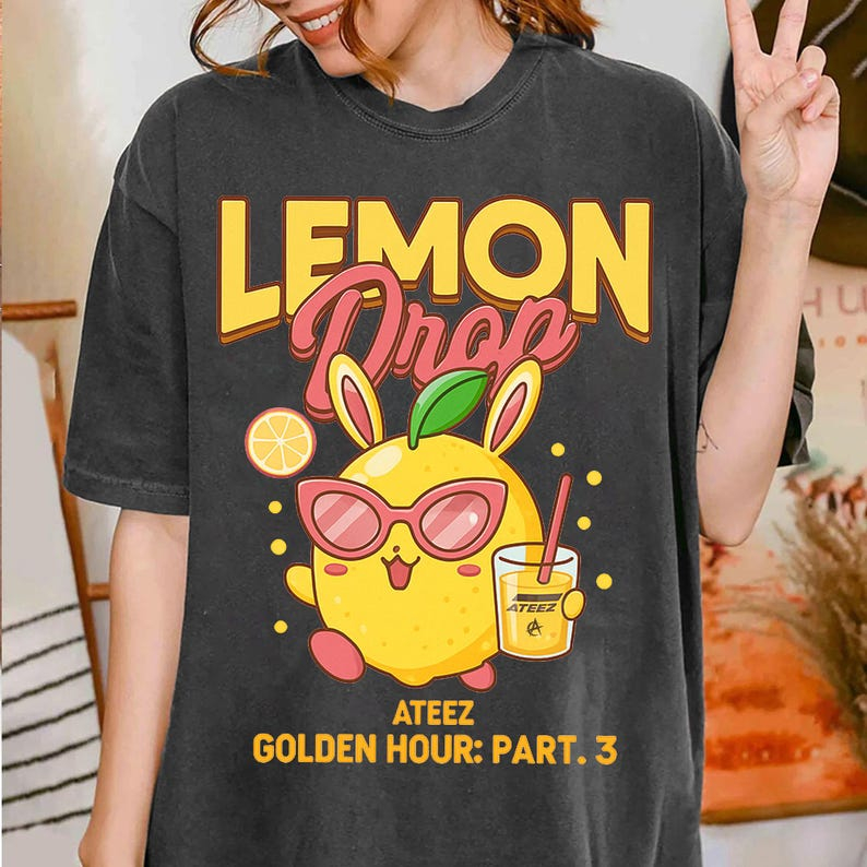 Camisa Camiseta Basica e oversized estilosa lemon drop ateez banda kpop algodao unissex