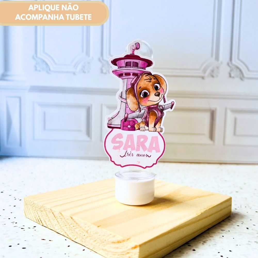 SKYE MENINA PATRULHA CANINA | APLIQUE PARA TUBETE | TAGS | LEMBRACINHAS PERSONALIZADA - JÁ VAI RECORTADO