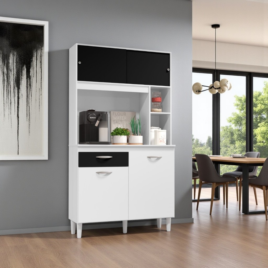 Armário Sala Jantar Cozinha Compacta Organizador Duda 172x90x35cm Gaveta Vári...