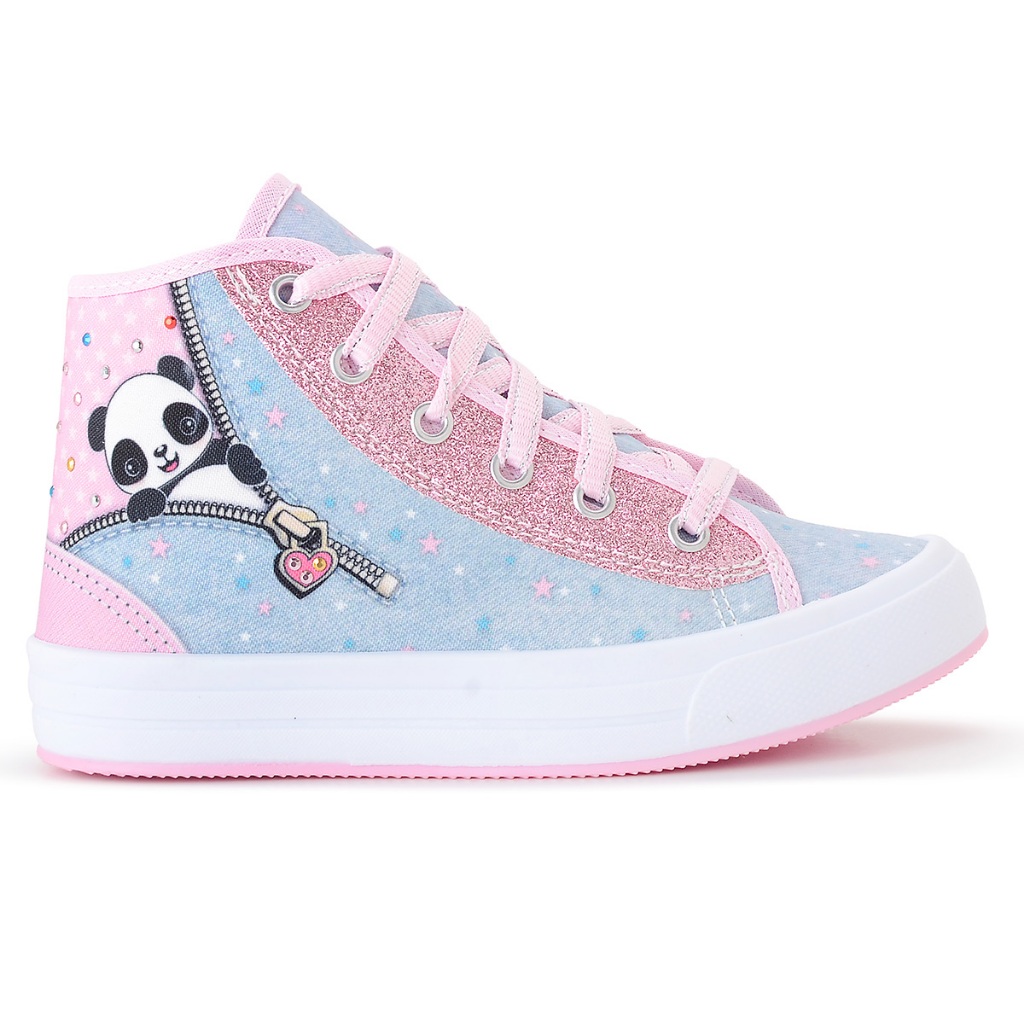 Tênis Infantil Feminino Botinha E Cano Baixo Casual Escolar Panda