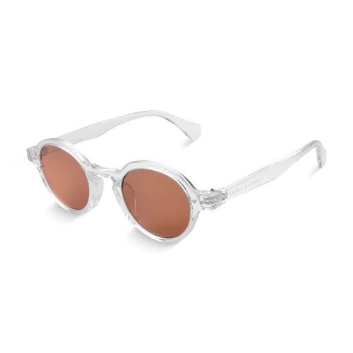 Detalhes do Óculos de Sol Redondo Vero Cristal Unissex UV400 Retrô Armação Translúcida Lentes Âmbar