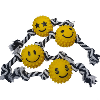 Brinquedo Mordedor Pet BOLINHA CRAVO EMOJI COM CORDA em Oferta na Shopee