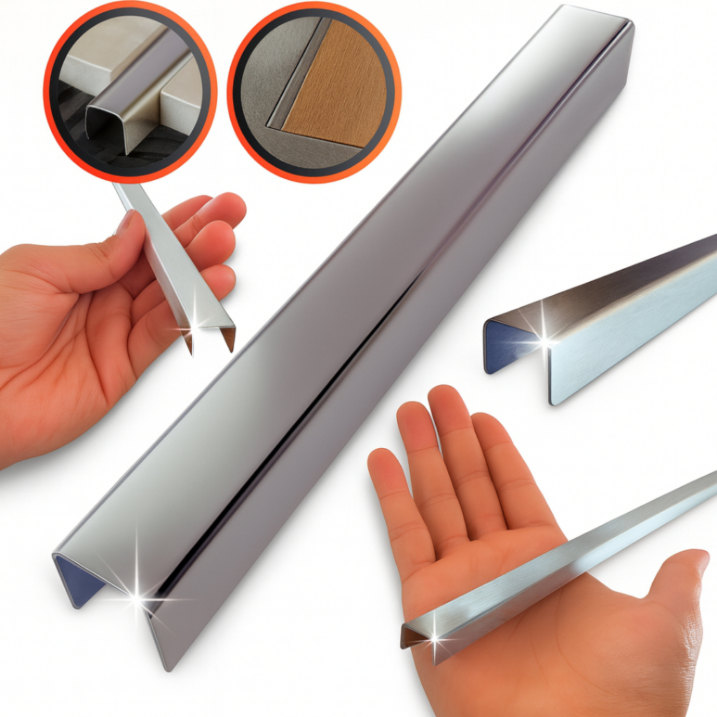 Perfil u Filete Soleira Aço Inox Metalico Acabamento Transição de ambientes