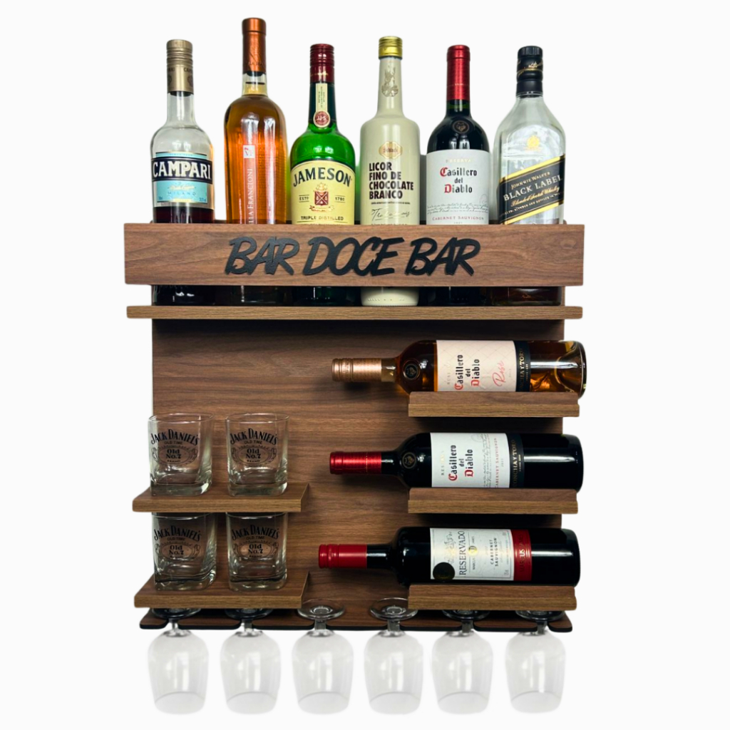 Barzinho Bar Adega Parede para Bebidas Vinho Decoração Churrasqueira Sala Área de Festas