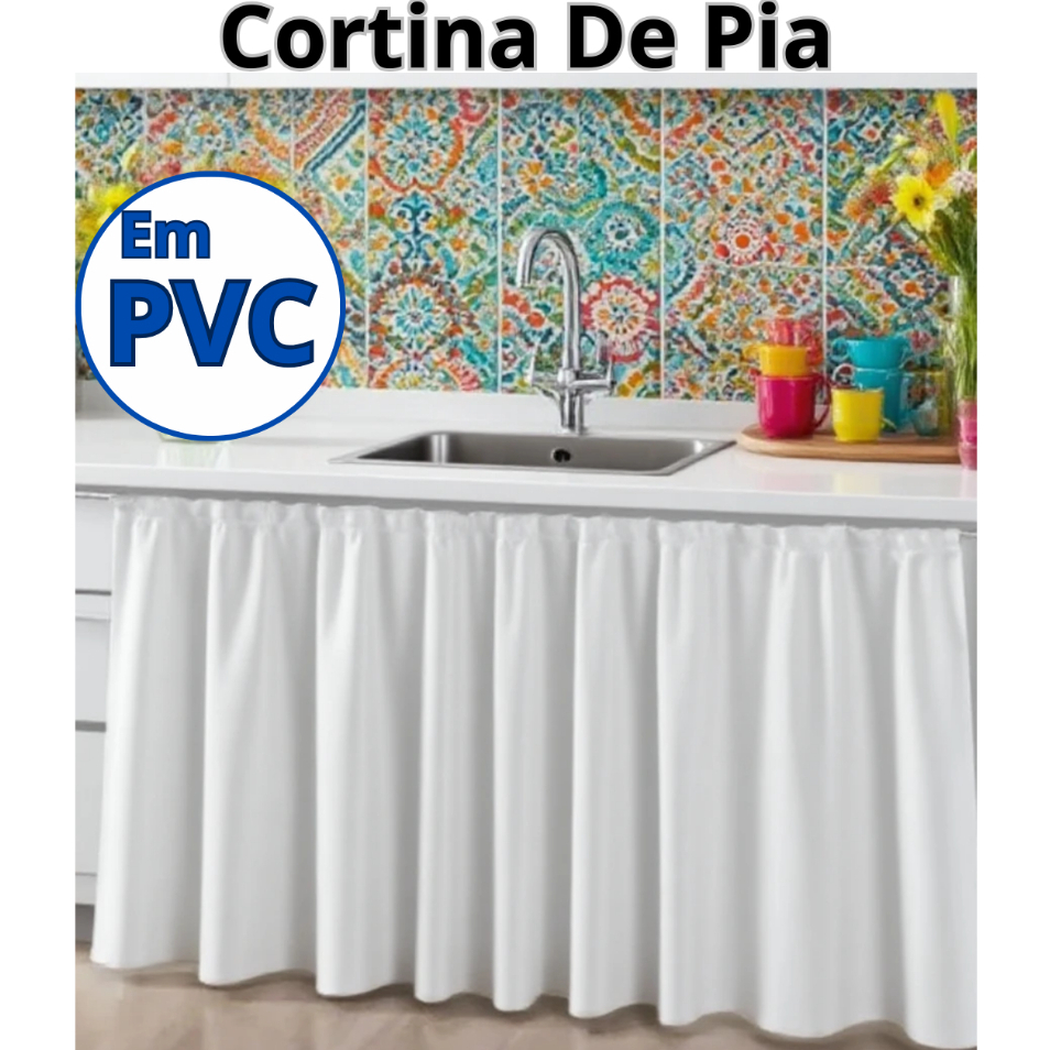 Cortina Impermeável Para Pia de Cozinha PVC Tamanho 138cm x 80cm Duração Prolongada Decoração Para Uso Diário
