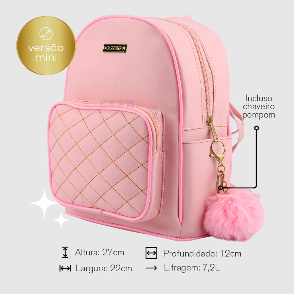Mochila Passeio Casual Mochila Mini Bag De Costas Para Dia Dia Com Chaveiro Pompom em Oferta na Shopee