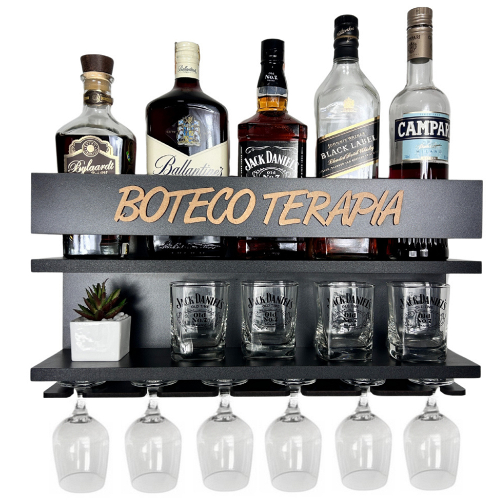 Barzinho de Parede Porta Copo Black Friday Boteco Terapia preto