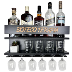 Barzinho de Parede Porta Copo Black Friday Boteco Terapia preto