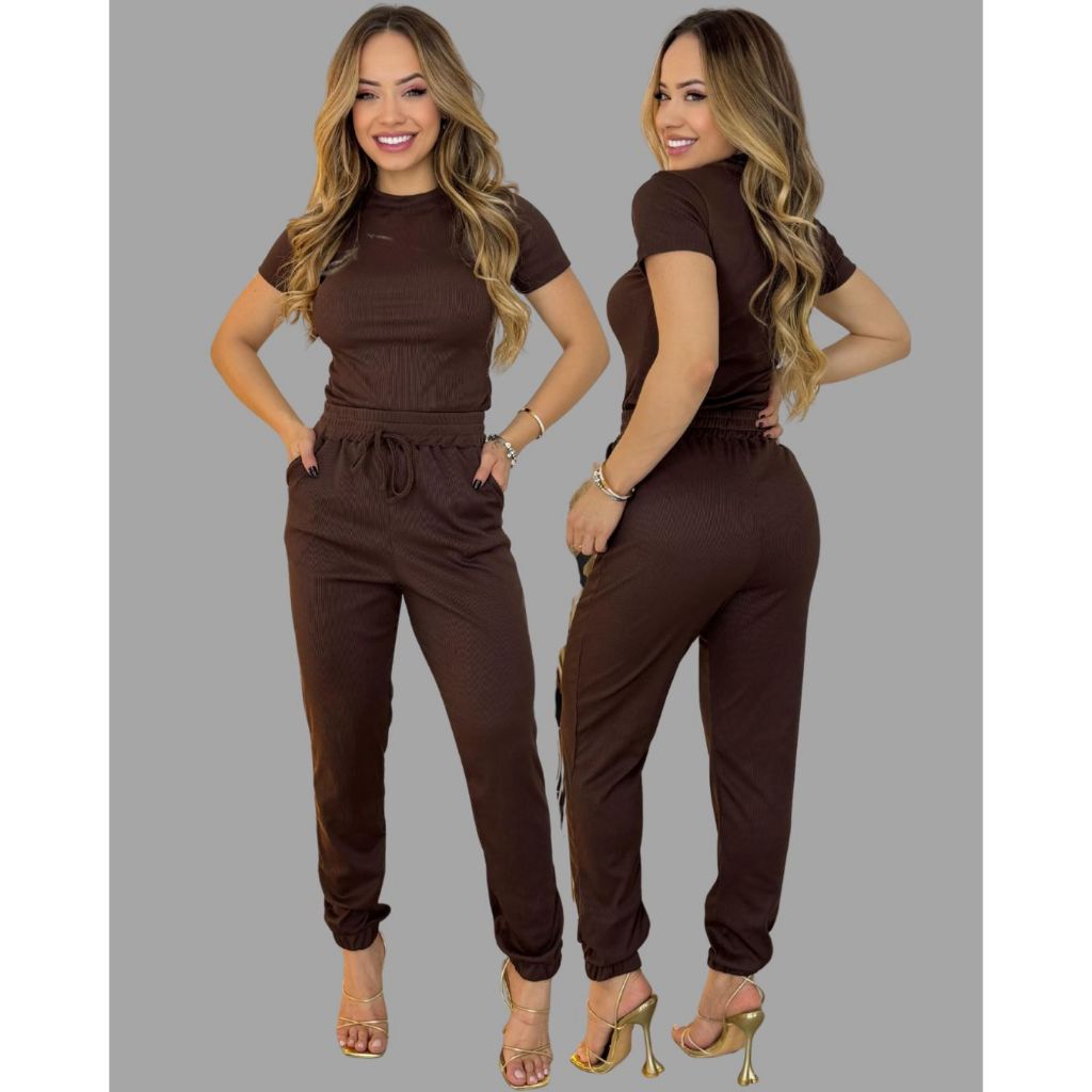Conjunto Feminino Casual Sofisticado Social De Blusa Calça em Ribaninha Uniforme Festa em Oferta na Shopee