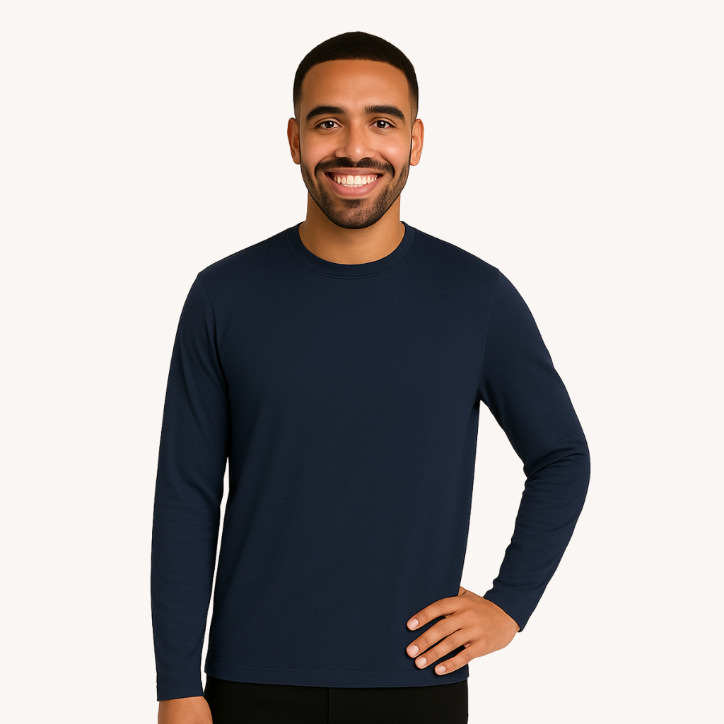 Camiseta Masculina Manga Comprida 100% Poliéster Leve Confortável Esportiva Camiseta