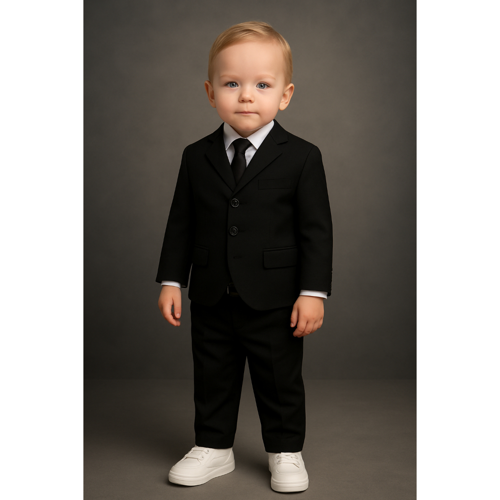 Terno Completo para Bebê 5 Peças Blazer+Calça+Camisa+Cinto+Gravata Terninho Poderoso Chefinho em Oferta na Shopee