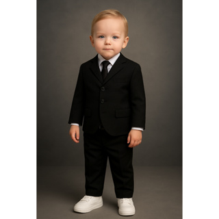 Terno Completo para Bebê 5 Peças Blazer+Calça+Camisa+Cinto+Gravata Terninho Poderoso Chefinho em Oferta na Shopee