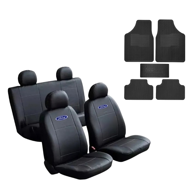 Capa Couro Automotivo Banco Carro + Tapete 5 Peças Escort Fiesta New Fiesta Focus Ka