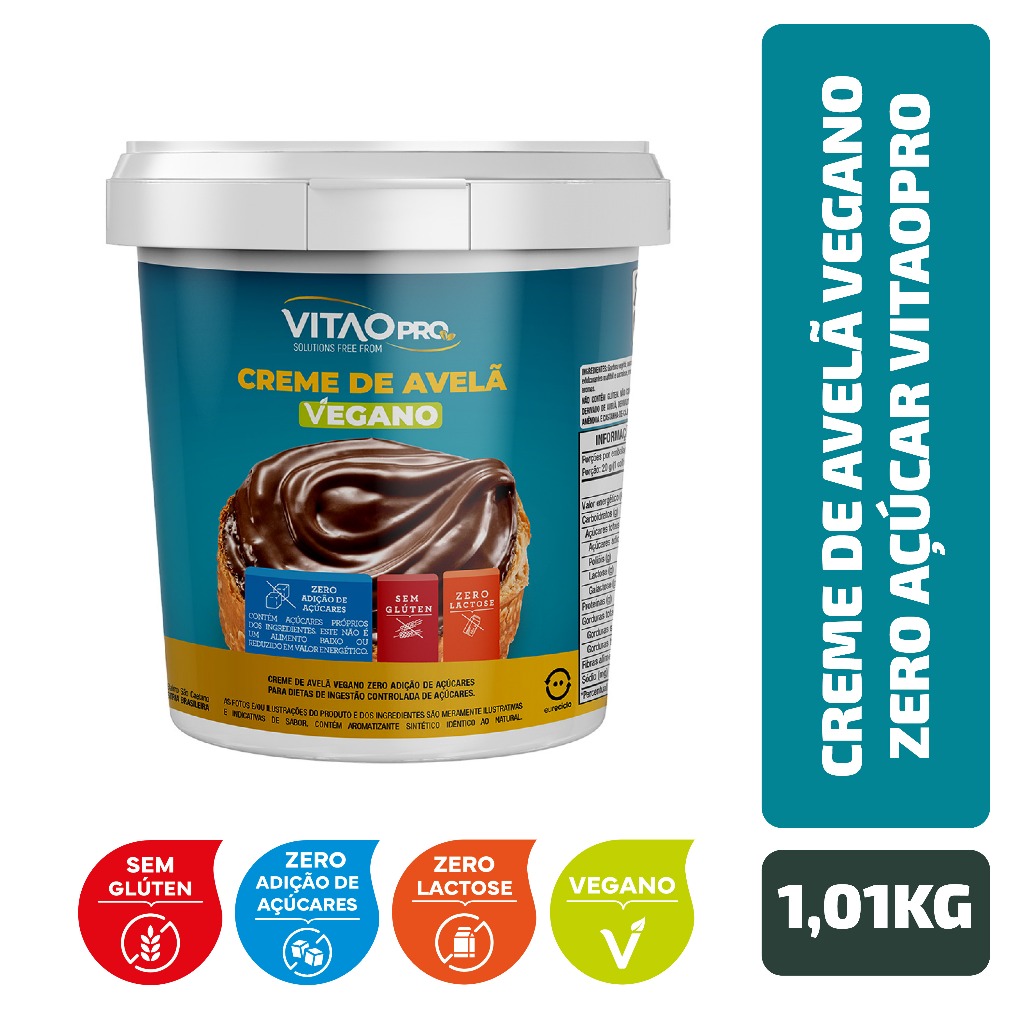 Creme De Avelã Vegano Zero Açúcar VitaoPRO 1 Kg em Oferta na Shopee