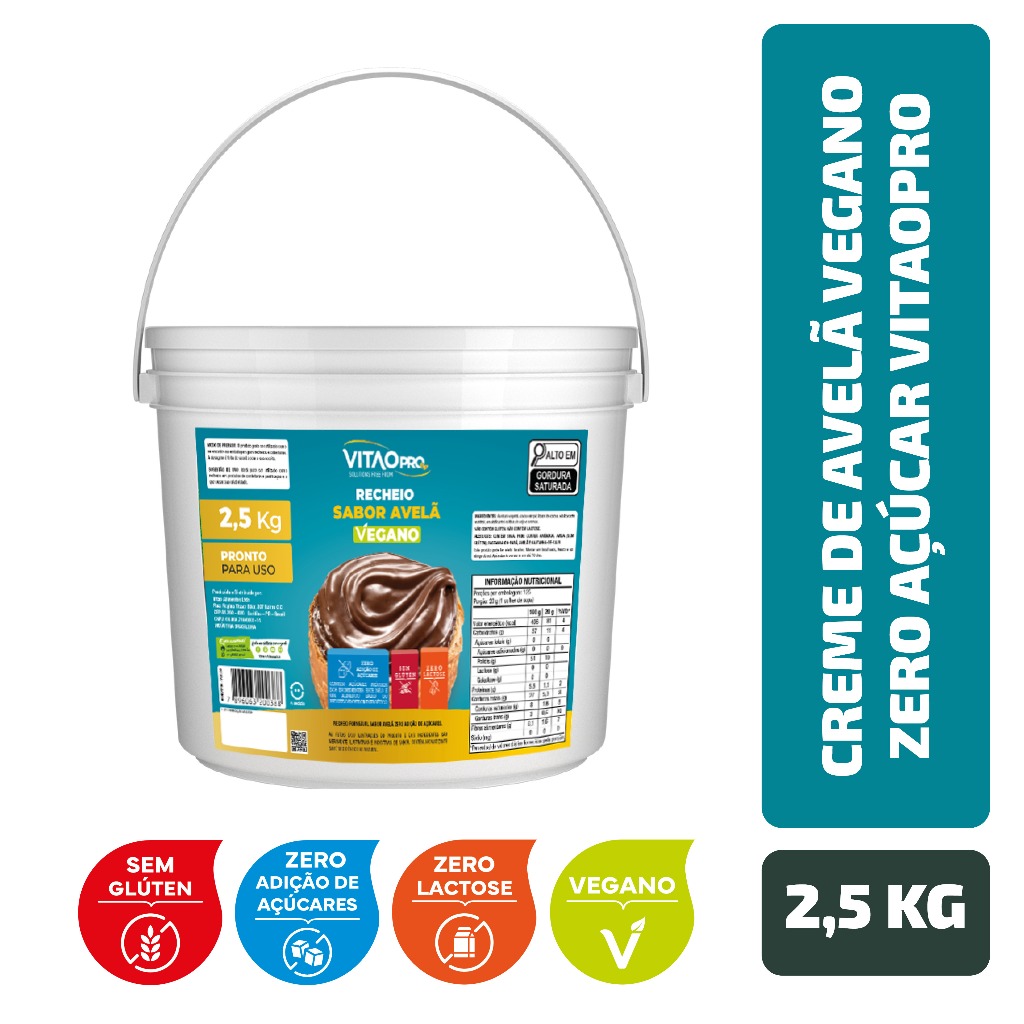 Recheio de Avelã Vegano VitaoPro 2,5 Kg em Oferta na Shopee