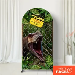 Capa Painel Romano Festa Dinossauro Sublimado Decorativa Em Tecido Com Elástico 2x1m