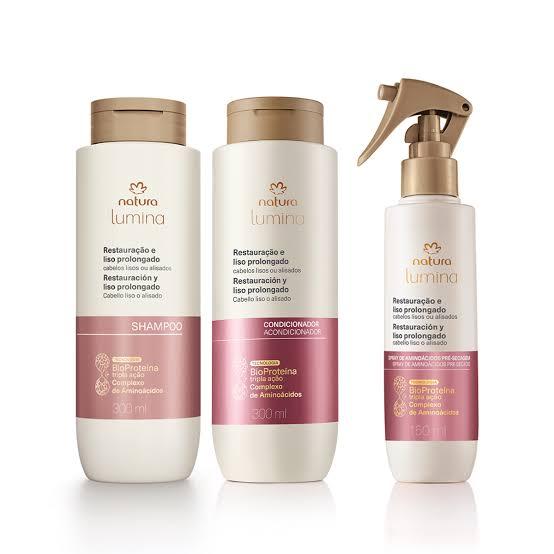 Kit Shampoo, Condicionador e Spray Lumina para Restauração e Liso Prolongado (3 produtos)