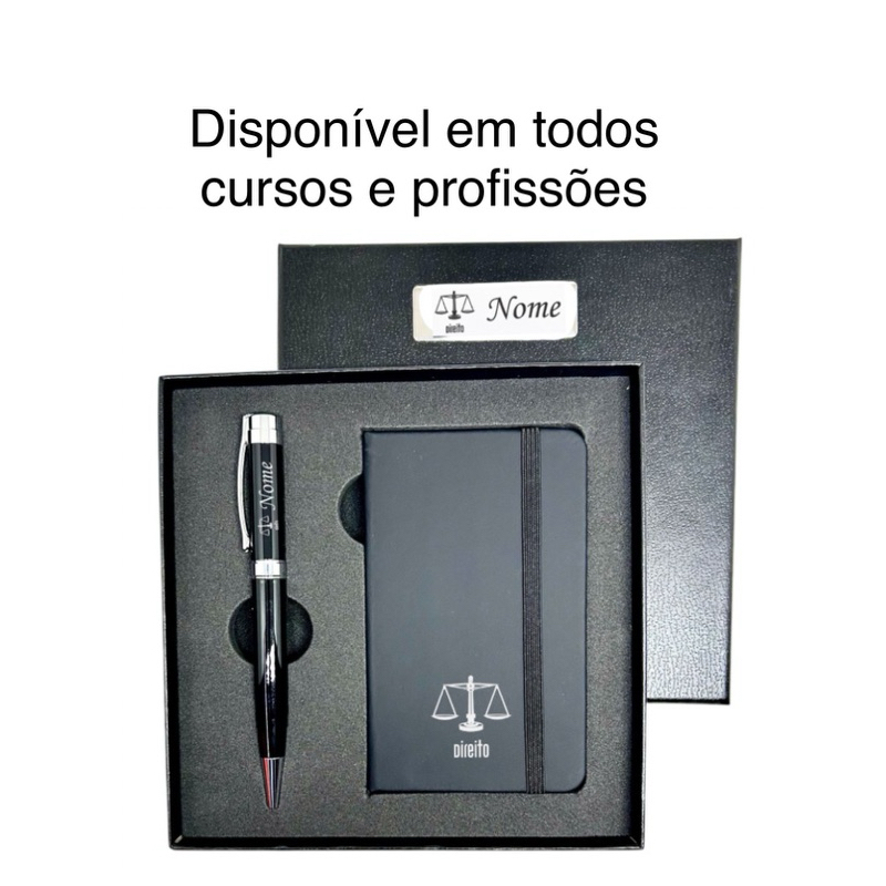 Kit Executivo c/ Caneta e Caderneta Personalizado Presente Formatura/Profissão c/ Estojo+Kit Presente em Oferta na Shopee