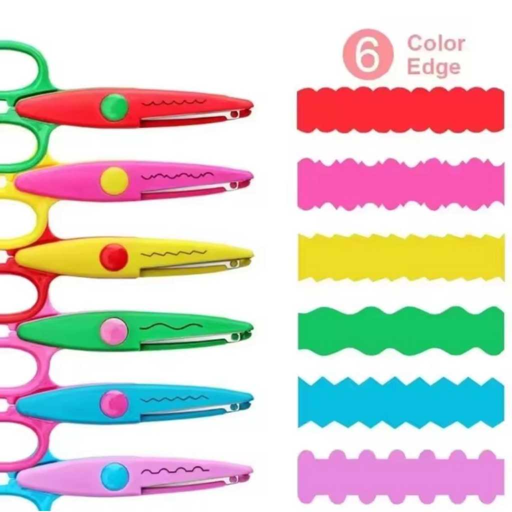Kit 6 Tesouras De Picotar Cortar Escolar Artesanato Ondas Zigzag