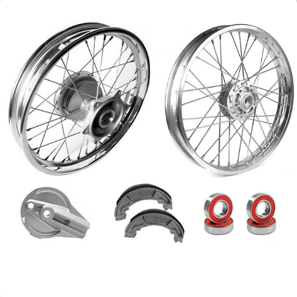Roda Traseira + Dianteira Bros 125 - 150 Disco Completa Tork - Rolamentos Lonas Espelhos