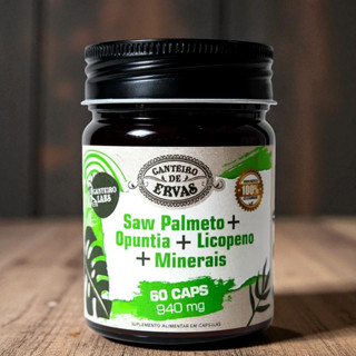 saw palmeto + opuntia + licopeno + minerais 940mg 60caps Canteiro de Ervas em Oferta na Shopee