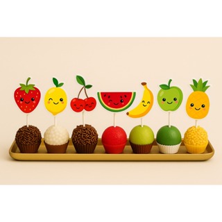 50 Topper Palito Docinho Cupcake Bolinho Decorado Tema Frutinhas Quitanda Feira em Oferta na Shopee
