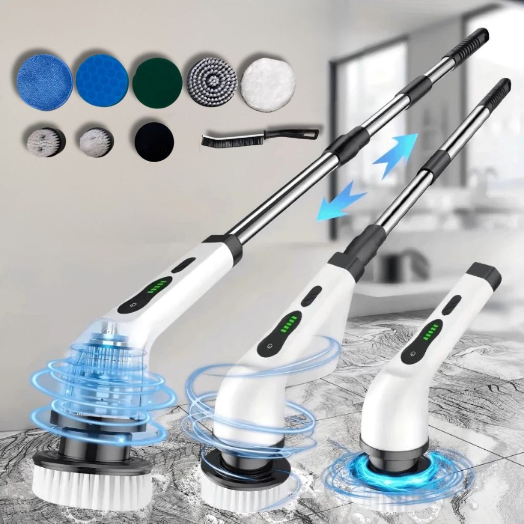 Escova De Limpeza 9 Em 1 Recarregável Elétrica Giratória Com Cabo Alongador em Oferta na Shopee