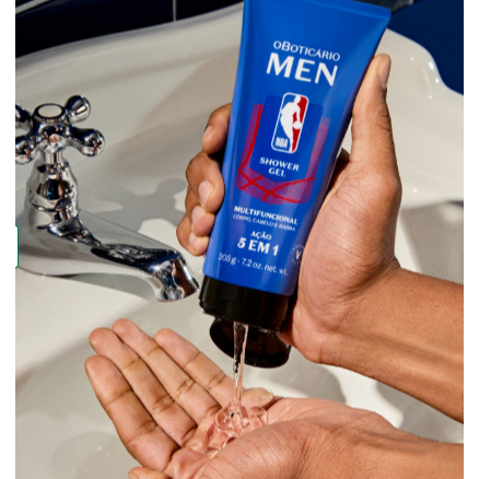Gel de banho 5 em 1 (Cabelo, Corpo e Barba) Men NBA 205g, o Boticário.