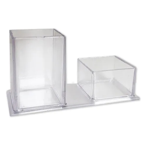 Porta Canetas e Clipes Porta Duplo Treco Acrílico Transparente ou Preto Novacril em Oferta na Shopee