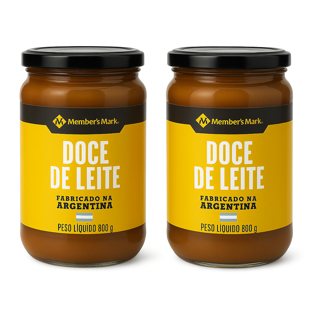 Kit 2 Potes Doce de Leite Argentino Members Mark 800g Vidro – Cremoso com Sabor Intenso