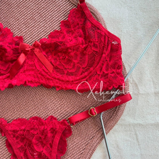 Conjunto de Lingerie Sexy Sem Bojo com Aro Renda Luxo com Regulagem de Coração Dourada Exclusiva em Oferta na Shopee