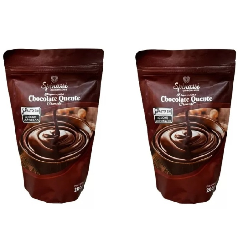 Kit 2 chocolates quente cremoso Campos do Jordão Spinassi 200g cada SACHÊ