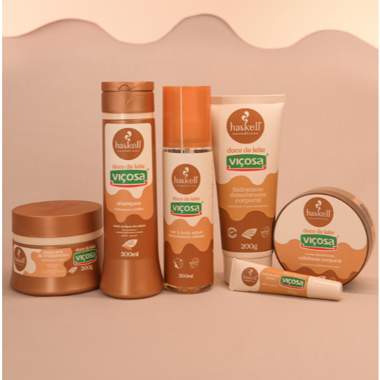 Kit Completo Doce De Leite Haskell Com Shampoo Condicionador Máscara Hidratante Body Splash E Hidratante Corporal