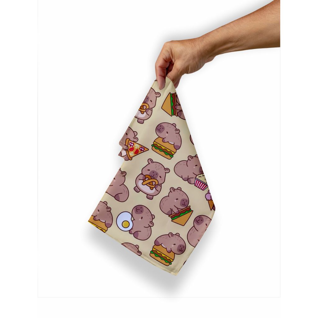 Lenço Flanela Kit 5un Lencinho personalizado Capivara para limpeza