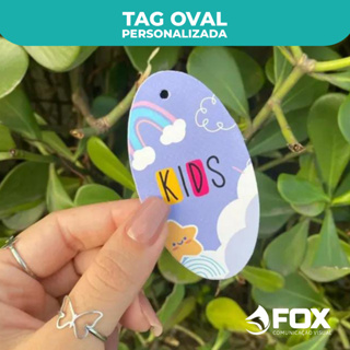 Tag Oval Personalizada Frente e Verso 8x4cm com Furo 4mm – 25, 50, 125 ou 250 Unidades em Oferta na Shopee