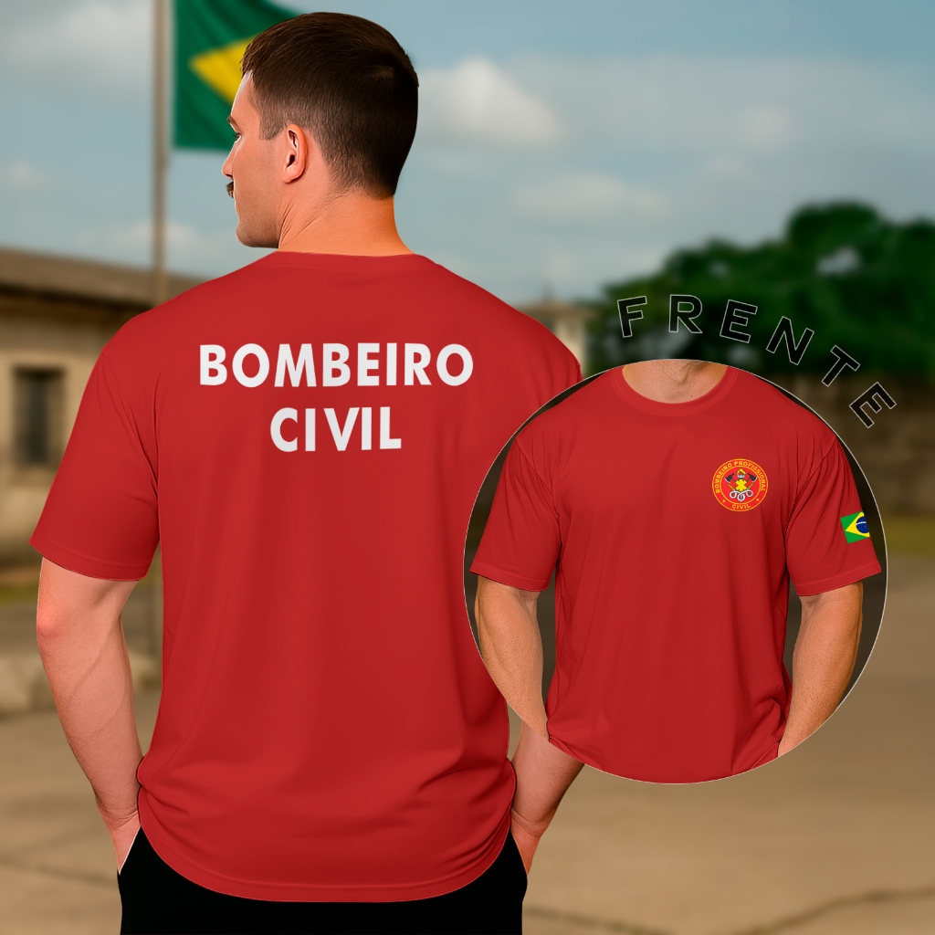 Camiseta F/C Bombeiro Civil Camisa Bombeiro 100% Algodão