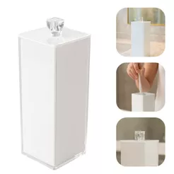 Porta Escova Dentes Vidro Branco C/ Tampa E Puxador 20x7x7cm