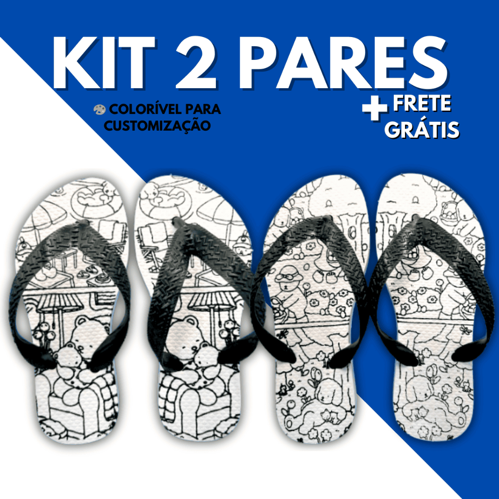 Kit 2 Pares Chinelo Sandalia Masculino Infantil Calçado Menino Antiderrapante Criança Confortável Macio Leve Personagens