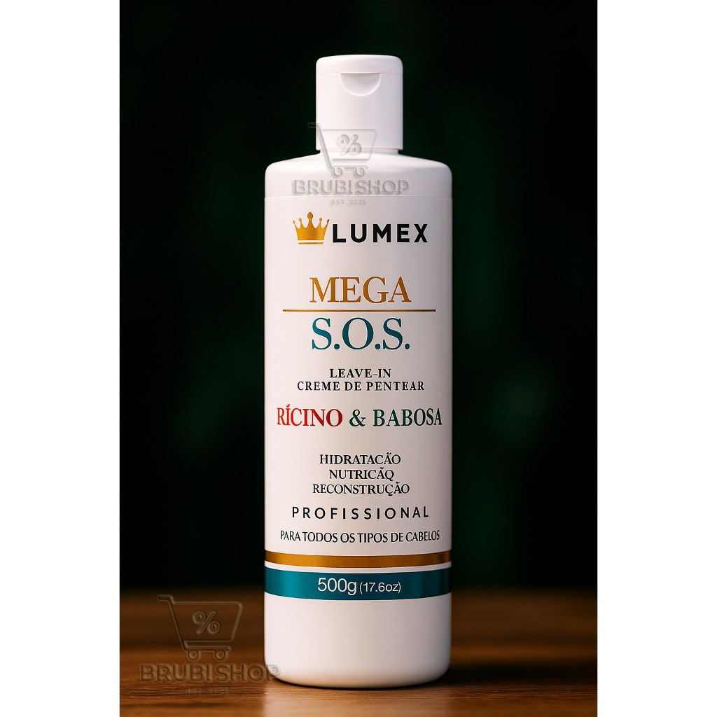 Creme para Pentear Mega S.O.S Profissional Leave-in Lumex 500g – Brilho, Frizz e Hidratação em Oferta na Shopee