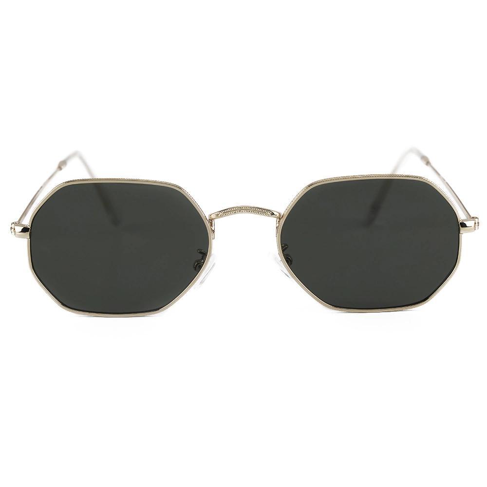 Óculos de Sol Union Black Gold Geométrico Armação Dourada Lentes Pretas UV400 em Oferta na Shopee