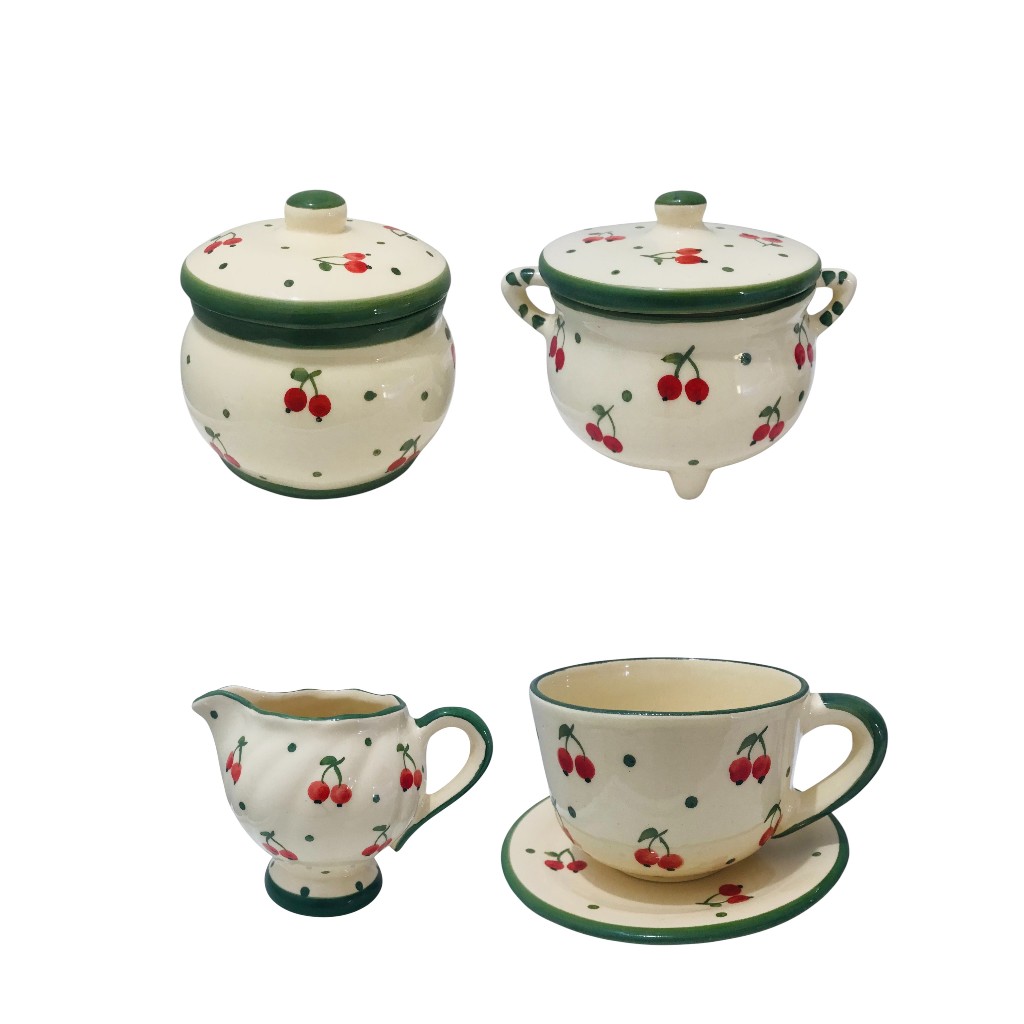 ✨ Potes de Cerâmica Esmaltada – Decoração Cereja em Oferta na Shopee