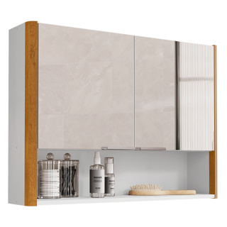 Armário/Espelheira para Banheiro Santorini 2 Portas com Espelhos e Puxador em Alumínio - Várias Cores em Oferta na Shopee