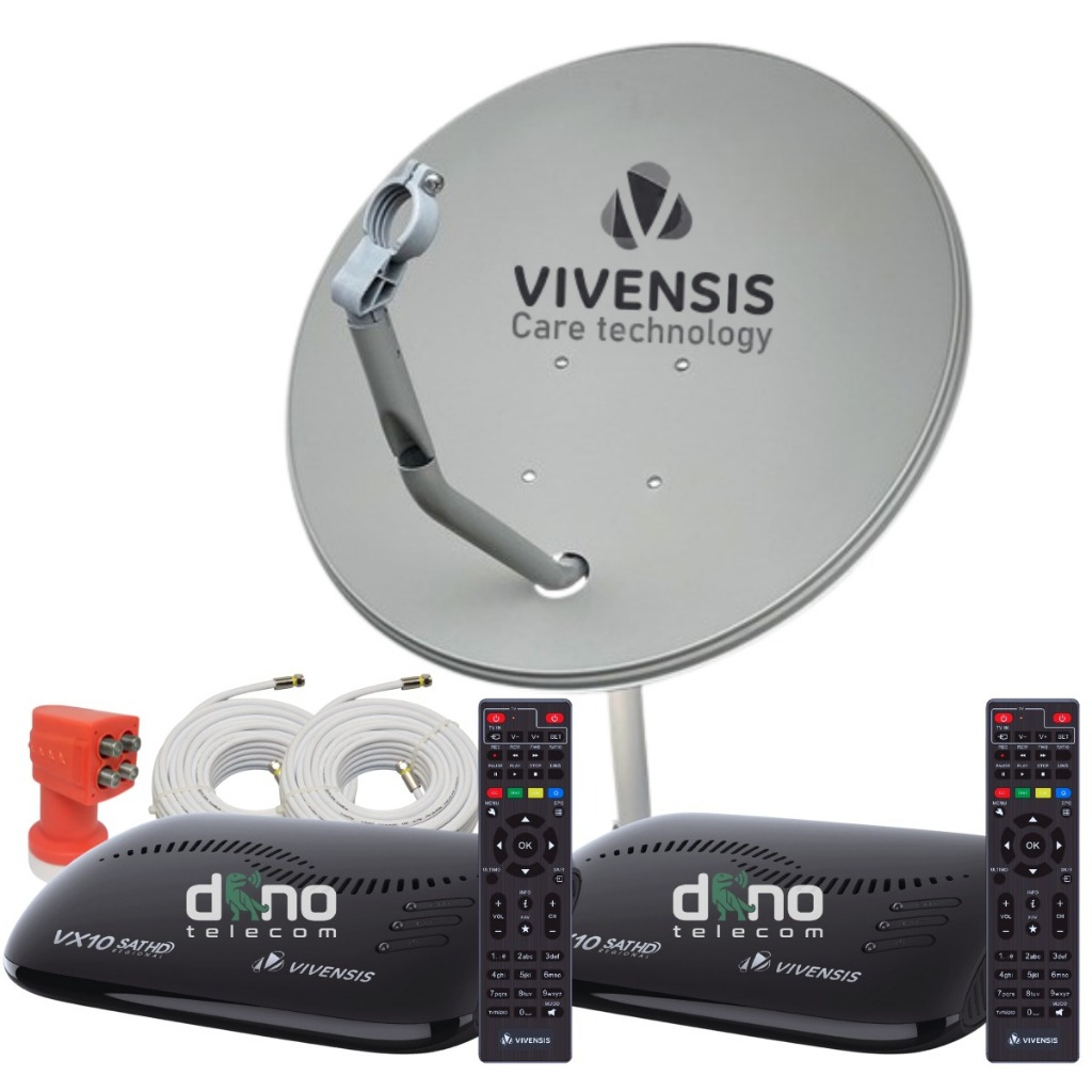 Kit 2 Receptor Digital Vx10 Vivensis Antena Lnbf Ku Cabo