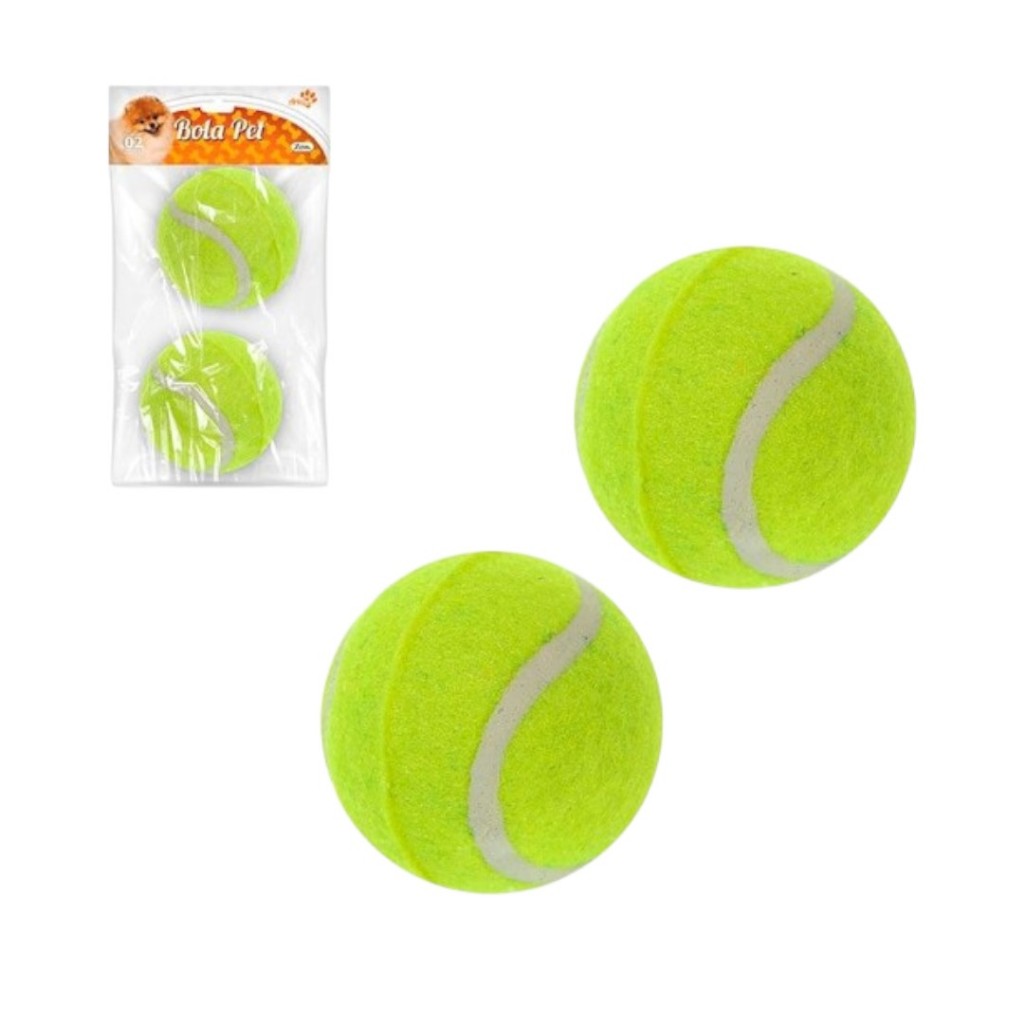 Bolinha Tenis Para Cachorro Gato Pet Brinquedo Resistente 02 Un