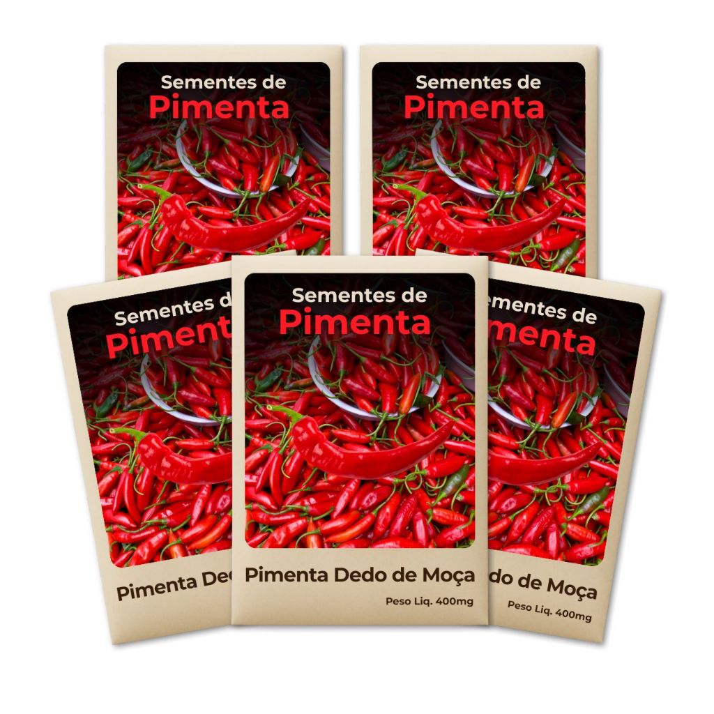 Semente Pimenta Dedo de Moça Perfeita para horta urbana e fácil cultivo -Leve 5 Pacotes