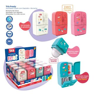 Apontador Duplo com Depósito + Borracha Geladeira em Oferta na Shopee