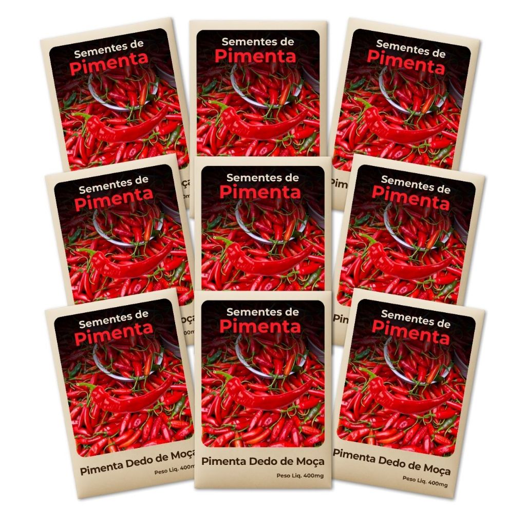 Pimenta Dedo de Moça Semente Perfeita para horta urbana e fácil cultivo -Kit 9 Pacotes
