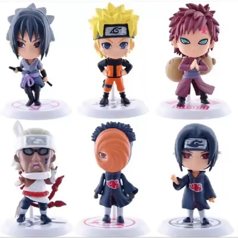 Bonecos Naruto - Anime Naruto - Action figures - 6 Miniaturas Colecionáveis - 6 personagens