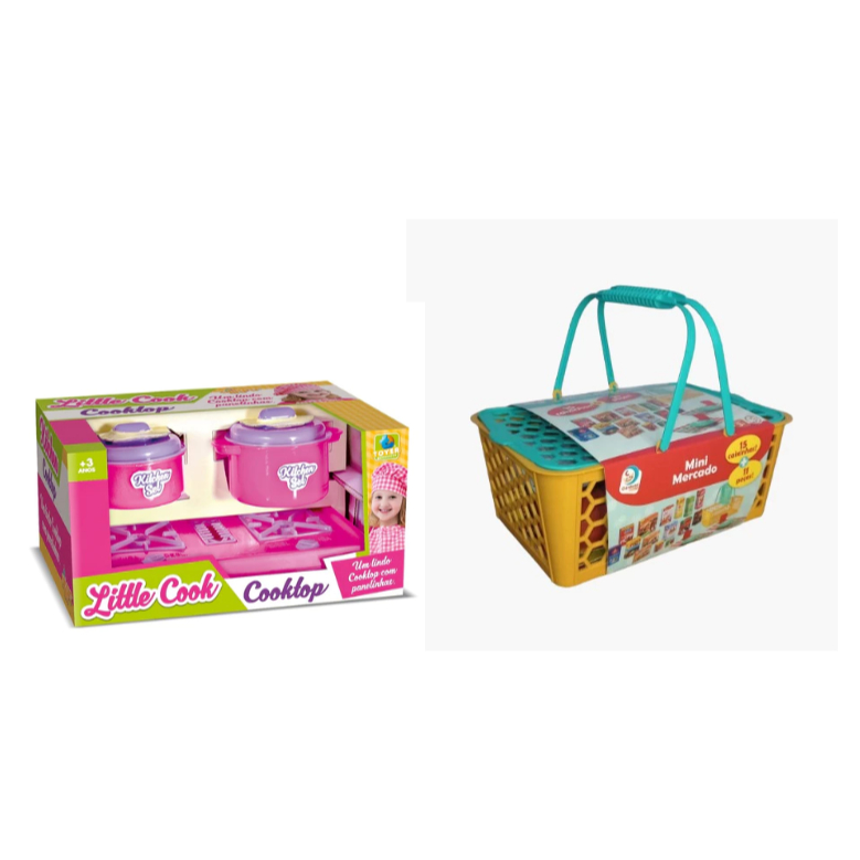 Kit Infantil Mini Mercado + Cooktop com Panelinhas